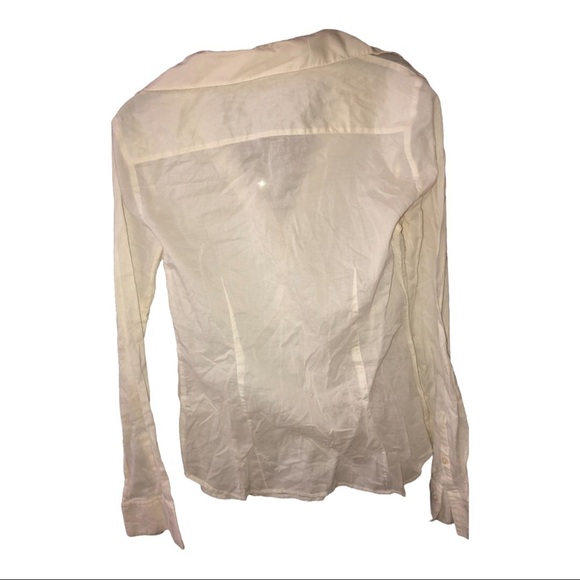 Express design‎ studio off white sheer long sleeve buttoned down shirt size XS - Picture 8 of 9